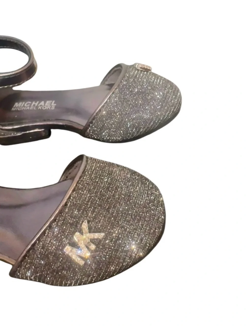 NEW Michael Kors Kitten Kalls gunmetal silver dress shoes girl’s size 8